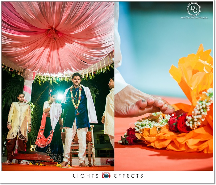 Indian groom arrives in an unique wedding mandap