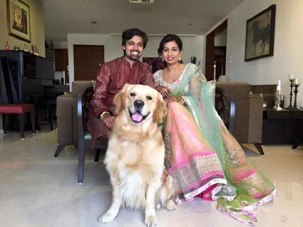 Shreya Ghoshal  post wedding pic with dog Sherlock