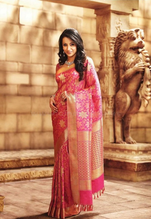 Trisha's ad for Samudrika pattu pothy silk sari