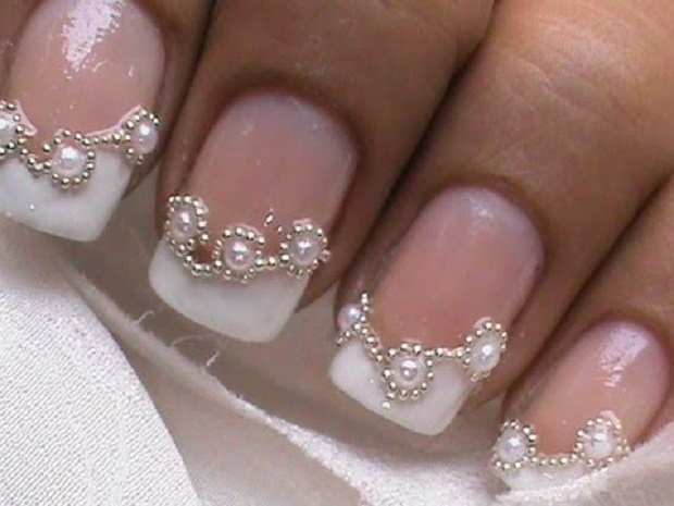 Indian nail art with pearls
