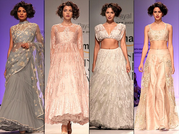 pastel shades for 2015 Indian weddings-Payal Singhal at Indian Fashion Week 2015 Amazon