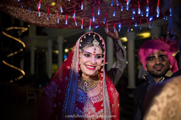 beautiful Indian bride at her Bollywood themed destination Goa wedding