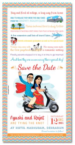 wedding invitation cards with cartoons and caricatures