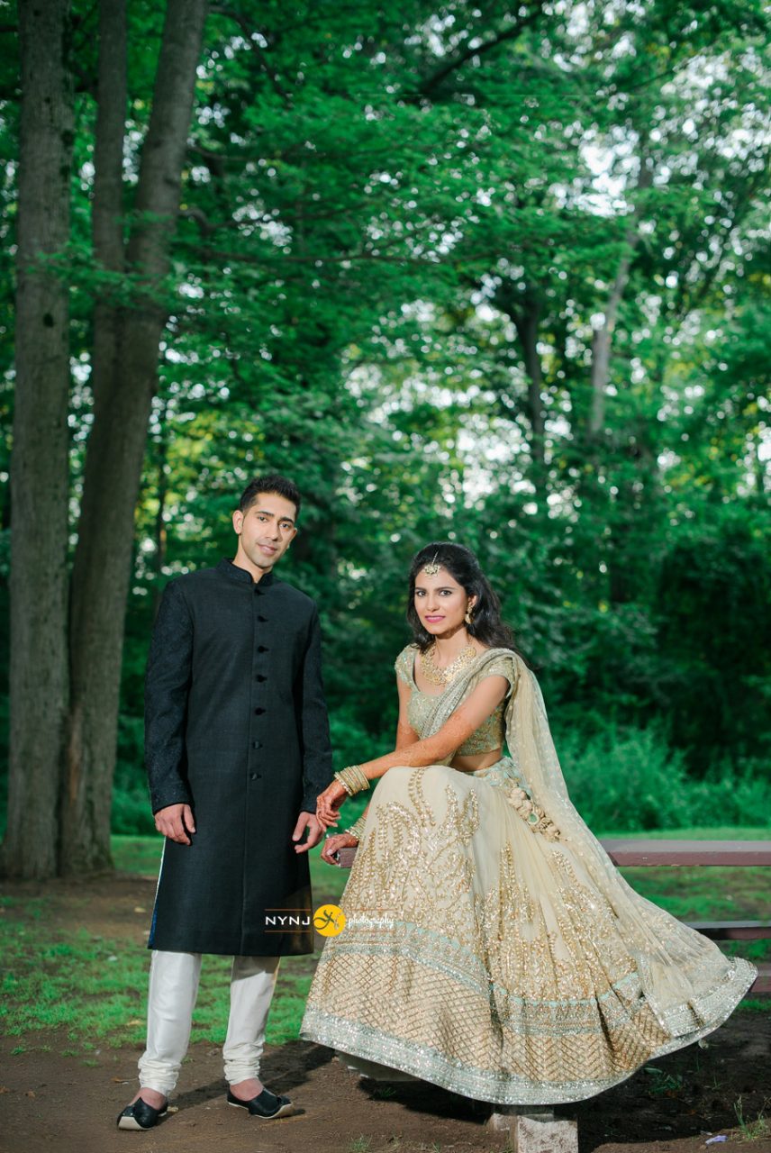 beige lehenga Indian wedding in Addison Park NJ