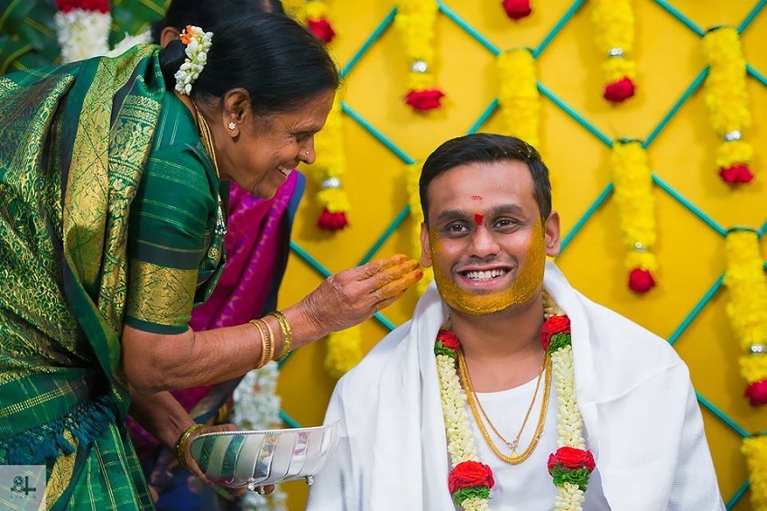 haldi ceremony-Indian wedding rituals-image by best wedding photographers in Chennai 84mm Studio