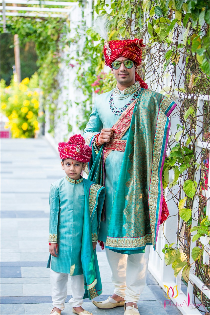 bridegroom in Aqua coloured sherwani