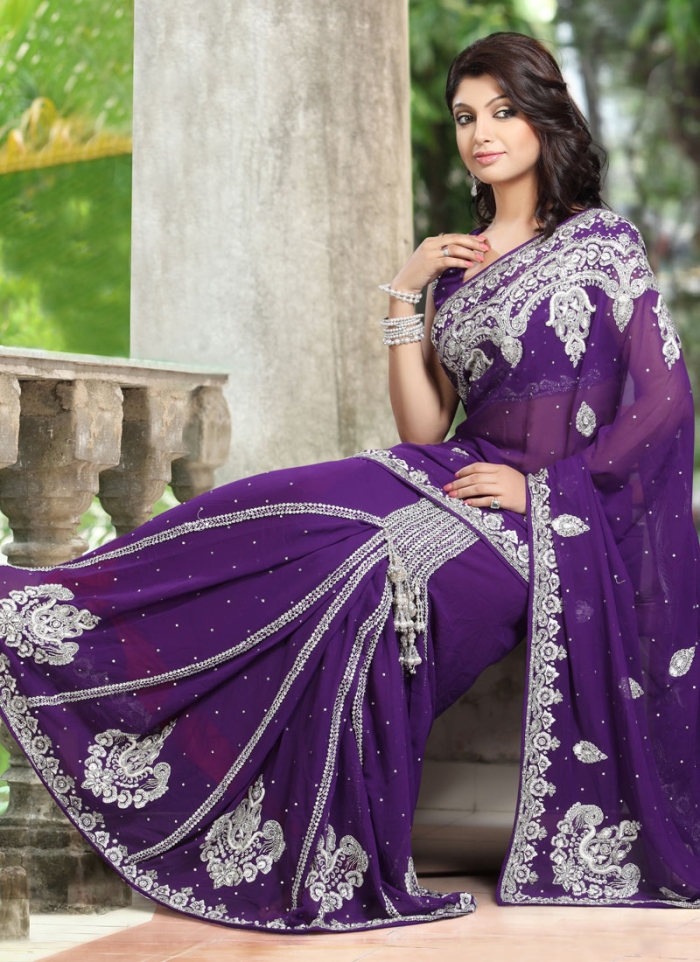 Readymade Saree, Green Silk Banarsi Pre-Stitched Pleated Ready Saree #56548  | Buy Indian Sarees Online