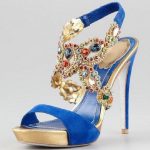 Blue and peacock Indian wedding shoes