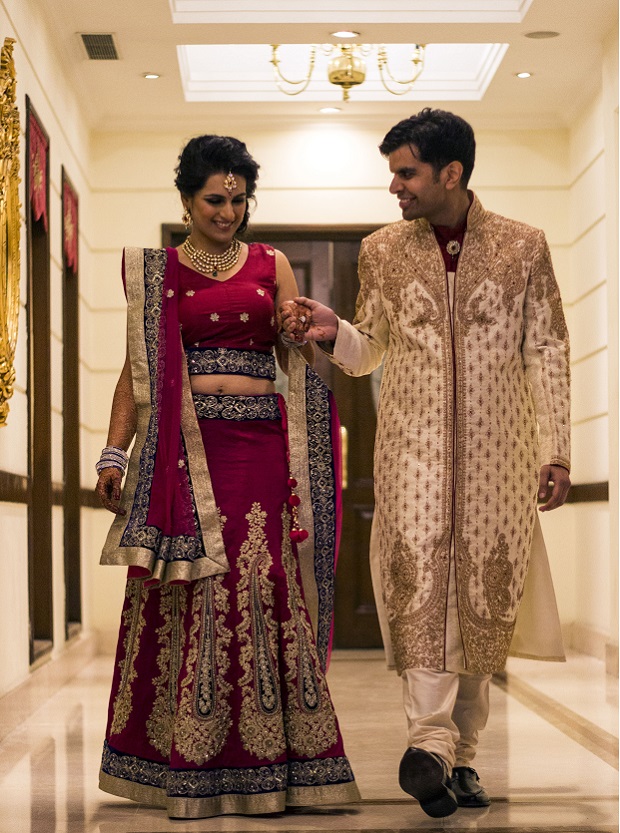 real wedding couple- beautiful Indian wedding hairstyle