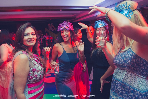 Indian dance party at a Bollywood themed destination Goa wedding
