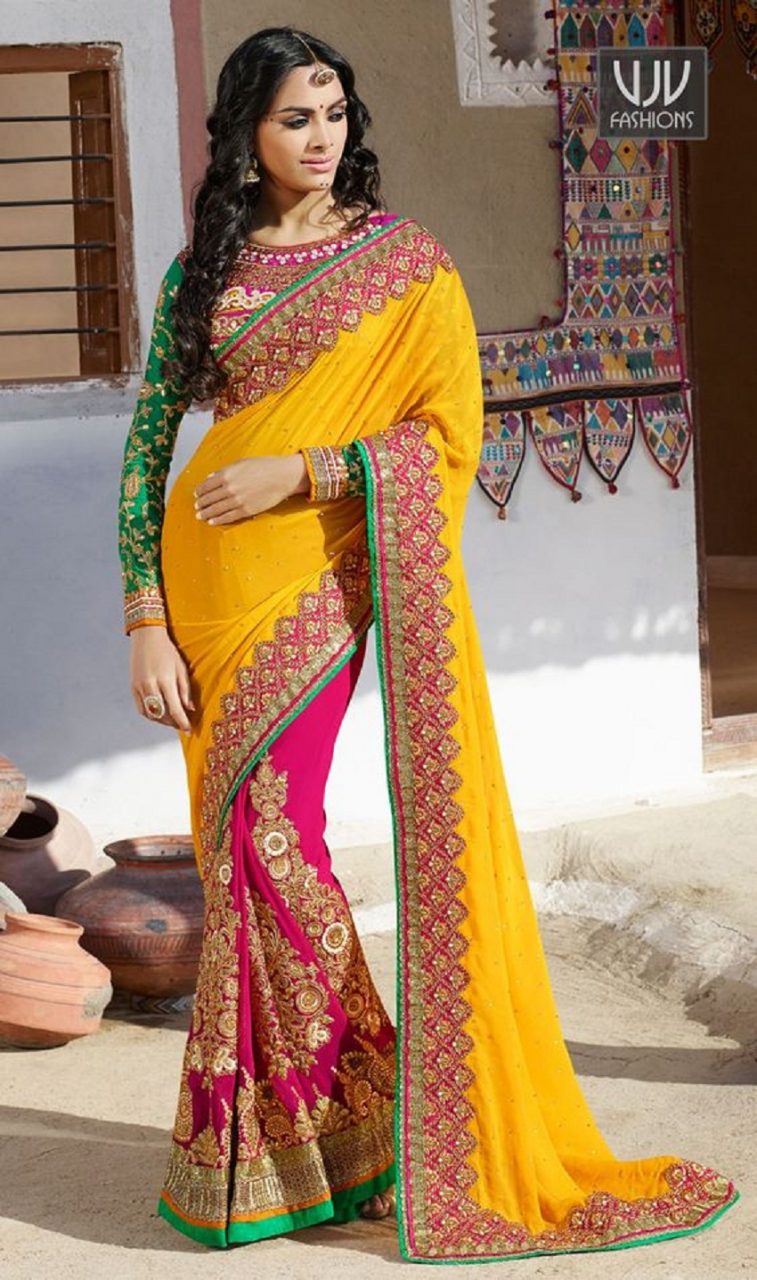 Shaadi Wear Georgette Sari | Reception Marriage Engagement Party Dress