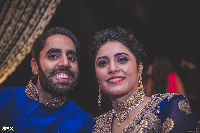 blue lehenga and blue Sherwani bride and groom Sikh wedding in Grand Hyatt Goa