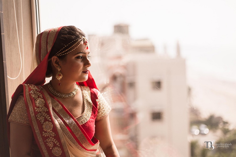 bride at her wedding Club Millennium by Nivedita Ghosh Photography